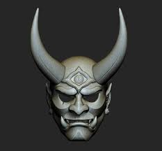 Hannya Mask Oni Demon Mask Samurai Mask Model STL File for 3D Print