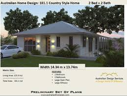 Two Bedrooms Farmhouse Plans 181 1m2 Or 1924 Sq Foot Country Etsy Country Style House Plans House Plans Australia Farmhouse Plans