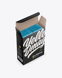 Opened Box With Sachets Mockup Half Side View In Box Mockups On Yellow Images Object Mockups Mockup Free Psd Free Psd Mockups Templates Mockup