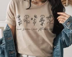 Wildflower shirt, wild flower shirt, botanical shirt, butterfly shirt, bohemian flower shirts for women garden shirt gardening gift for mom. No Rain No Flowers Etsy