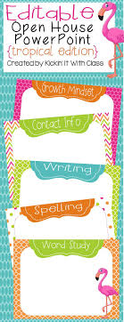Back To School Open House Powerpoint Tropical And Flamingo If You Re On The Lookout For Open House Ideas School Opening School Open House Classroom Themes