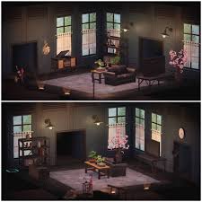 Acnh Designs Layouts S Instagram Profile Post A Modern Living Room I Love This Cafe Wallpaper From Sahara W In 2020 Animal Crossing Design Animal Crossing Cafe