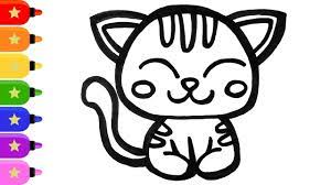 Cute Baby Cat Drawing And Coloring For Kids How To Draw An Animal Easy Step By Step Youtube