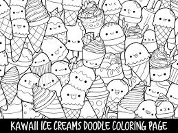 Download or print for free immediately from the site. Ice Creams Doodle Coloring Page Printable Cute Kawaii Etsy