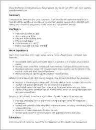 He or she needs to provide other support functions to departments of the company. 1 Patient Care Associate Resume Templates Myperfectresume