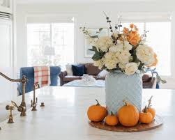 Diy Fall Centerpiece Blue And Orange Fall Centerpiece
