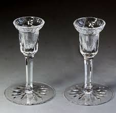 Crystal candle holders will add elegance and grace to any dinner table! Pair Irish Waterford Signed Hand Cut Lead Crystal Candlesticks Item 1389074