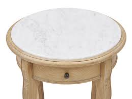 Nightstand features 1 drawer and 1 shelf for storage. Bella Side Table In Marble French Style Side Table With Shelf Loaf