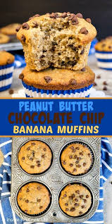 Peanut Butter Chocolate Chip Banana Muffins These Soft Fluffy Banana Muffins Are Lo In 2021 Banana Chocolate Chip Muffins Banana Muffins Peanut Butter Chocolate Chip