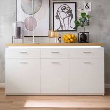 156x83x44 Sideboard Mit Led Licht In Weiss Wildeiche Dekor Caldri In 2020 Wohnzimmerschranke Kuche Kommode Wohnzimmer Kommode
