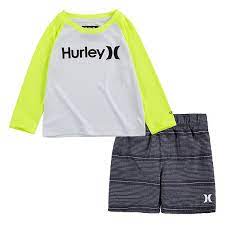 Baby Boy Hurley Upf 50 Raglan Rash Guard Top Board Shorts 2 Piece Set