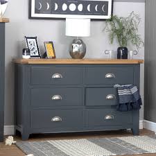 Hampshire Blue Painted Oak 6 Drawer Chest Blue Living Room Furniture Navy Blue Living Room