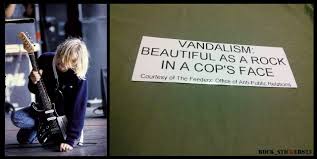 Vandalism Beautiful As A Rock In A Cops Face Sticker Kurt Cobain Guitar Stickers Vinyl Decal Nirvana Quot Vandalism As Beautiful As A Rock In A Cops Face Quot