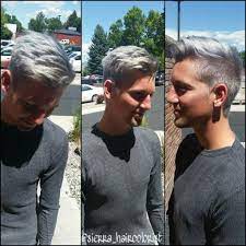 Silver Haircolor Titanium Hair Men S Haircut Men S Hairstyle L Anza Haircolor Grey Hair Color Silver Hair Color Haircuts For Men