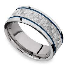 Blue Steel Cobalt Carbon Fiber Mens Band Mens Band Mens Cobalt Wedding Bands Mens Wedding Rings