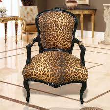 baroque armchair of louis xv leopard fabric and lacquered black wood leopard print chair leopard print decor printed chair