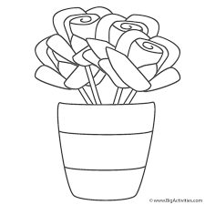 The student cuts out the pages, staples them together, then. Roses In Vase With Stripes Coloring Page Plants