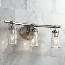 Find bathroom vanity lighting at wayfair. Poleis 24 Wide Brushed Nickel 3 Light Bath Vanity Light 9g439 Lamps Plus