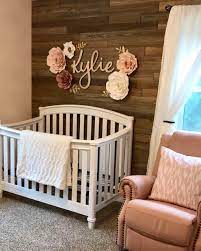 Paper Flowers Frame Name Above Crib Nursery Decor Wooden Accent Wall Nursery Inspiration Decor Baby Girl Nursery Room Nursery Baby Room Baby Nursery Decor