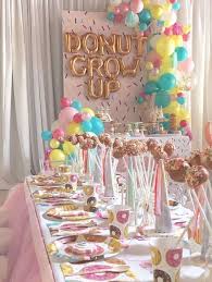 Theme Birthday Decoration Ideas For Girls Donut Grow Up 1st Birthday Party Kara S Party Ideas Donut Themed Birthday Party Donut Birthday Parties Birthday Parties