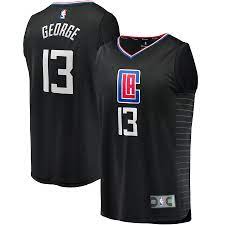 Men S Fanatics Branded Paul George Black La Clippers Fast Break Replica Jersey Statement Edition