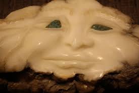 Face in White Alabaster With Blue Silica Eyes by Paul Hawkins and Susan  Zalkind