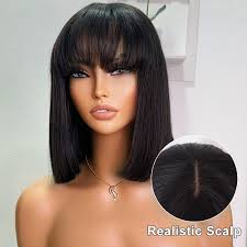Wear Go Glueless Straight Bob Wig With Bangs Minimalist Undetectable HD  Lace Wig