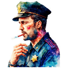Download Watercolor Painting of Police Officer Smoking a Cigarette PNGs  Online