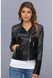 150 Vince Camuto Perforated Faux Leather Moto Jacket F8191 Cropped Faux Leather Jacket Black Leather Biker Jacket Faux Leather Moto Jacket