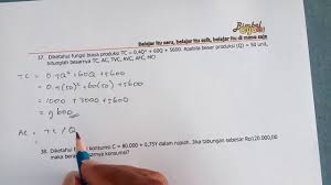 Biaya marjinal (marginal cost, mc) biaya marjinal adalah tambahan biaya yang dikeluarkan oleh perusahaan akibat adanya. Mencari Nilai Tc Ac Tvc Avc Afc Dan Mc Youtube