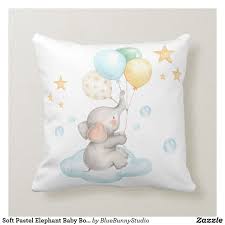Soft Pastel Elephant Baby Boy Nursery Decor Throw Pillow Zazzle Com Elephant Baby Boy Baby Boy Nursery Decor Blue Nursery Boy