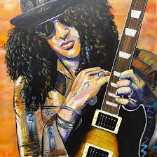 Customer's two guitar heroes in one painting. Jimi and Slash.