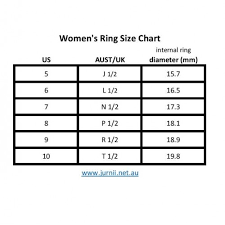 ring size chart jurnii women