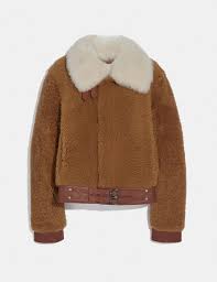 Origine du mouton retourné : Coach Veste Courte En Mouton Retourne