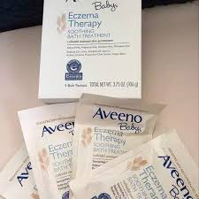 Medical professionals recommend bathing with epsom salt for an eczema baby as magnesium helps reduce inflammation, restores skin cells and also relieves itchiness. Aveeno Eczema Baby