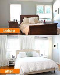 Using Drapes Disguises The Asymmetrical Windows Bedroom Makeover Master Bedroom Makeover Home Bedroom
