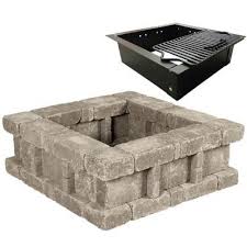 Pavestone Rumblestone 38 5 In X 14 In Square Concrete Fire Pit Kit No 2 In Greystone Rsk50434 The Home Depot Square Fire Pit Fire Pit Kit Concrete Fire Pits