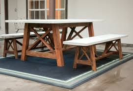Learn how to build a picnic table with benches for under $150. X Base Outdoor Concrete Table And Bench Set Ana White