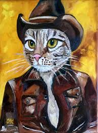 This burger is going to be 56 times the size of a regular burger.joe sasto shows us how to make th. Magnificent Cat Cowboy Named Troy Painting By Olga Koval Saatchi Art