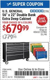 U S General 56 In Double Bank Roller Cabinet For 679 99 Harbor Freight Tools Coupon Book Drawer Liner