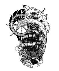 5 out of 5 stars. Pirate Skull With Ship Vector Tattoo Hand Drawing 2071192 Vector Art At Vecteezy