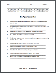 Chapter 3 the age of exploration. Age Of Exploration Code Puzzle Worksheet Student Handouts