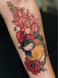 Tattoo Uploaded By Tattoodo Tattoo By Jen Tonic Jentonic Birdtattoos Birdtattoo Birds Bird Feat Chest Tattoo Flowers Traditional Tattoo Flowers Tattoos