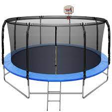 This trampoline hoop is perfect for outdoor use. 14 Ft Trampoline With Basketball Hoop Safety Enclosure Net 800lbs Capacity 5 6 Kids Waterproof Mat And Ladder Outdoor Backyard Trampolines Basketball Trampoline For Kids Adults Walmart Com Walmart Com