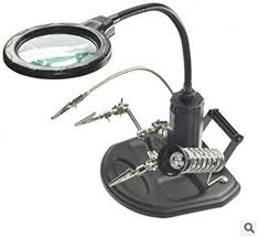 Us 24 99 Helping Hands Magnifier Work Station With 16 Led Lights 2 5x 4x Usb Rechargeable Hands Free Welding Magnifying Glass Stand Heavy Base Clamp And Alligator Clips Third Hand Solder Holder For
