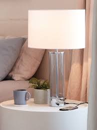 Corian 1 Light Touch Table Lamp In Chrome Clear With Usb Port Touch Table Lamps Lamp Table Lamp