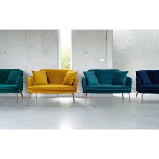 Banquette 2 Places En Velours Jaune Moutarde Maisons Du Monde Living Room Sofa Design Blue And Mustard Living Room Velvet Sofa