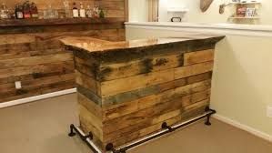 Pallet Wood Bar With Live Edge Slab Red Oak Top Wood Bar Top Wood Pallet Bar Basement Bar Designs