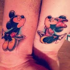 Beautiful couple cartoon tattoos on thumb: 58 Matching Wrist Tattoos Ideas