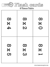 8 Times Table Flash Cards Printable Printable Cards Times Tables Flashcards